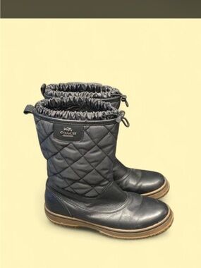 Coach Black Quilted Leather Winter Boots with Brown Sole